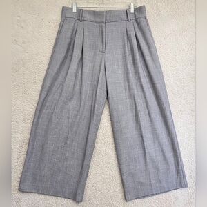 Ann Taylor Women's Size 12 Gray Plaid High-Rise Wide-Leg Culotte Crop Pants